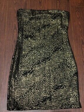 Forever 21 Black and Gold Strapless Sequin Bodycon Dress
